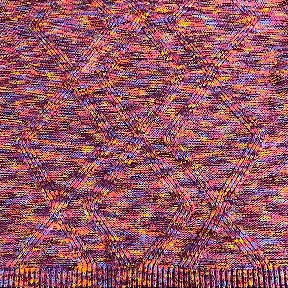 a.n.a. size 1X Rainbow colored stretchy vneck sweater, Stitched design, like new - Picture 9 of 14